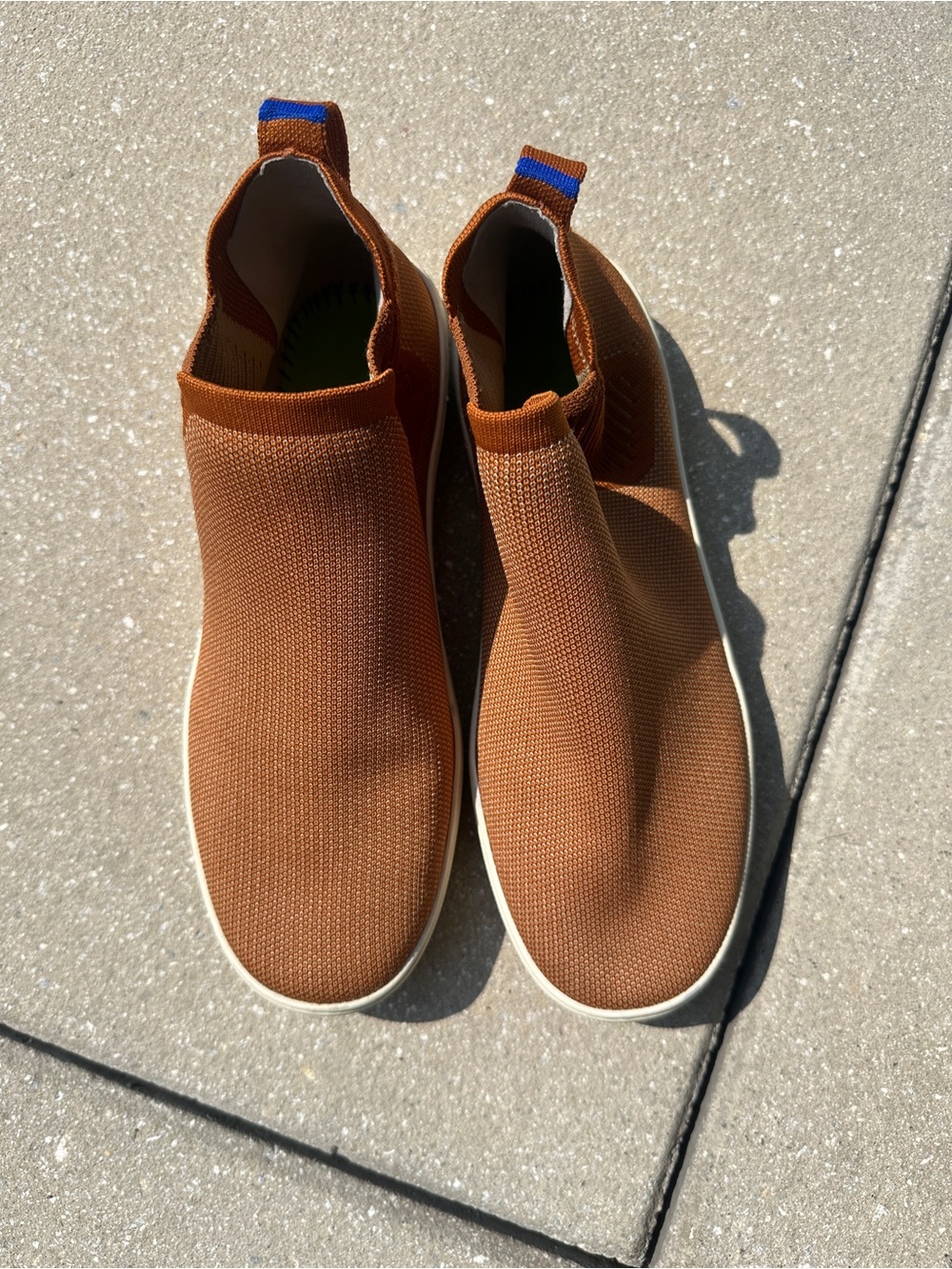 Rothy's Chelsea Boots Womens Size 10 Fawn Knit Ankle Round Toe Pull On